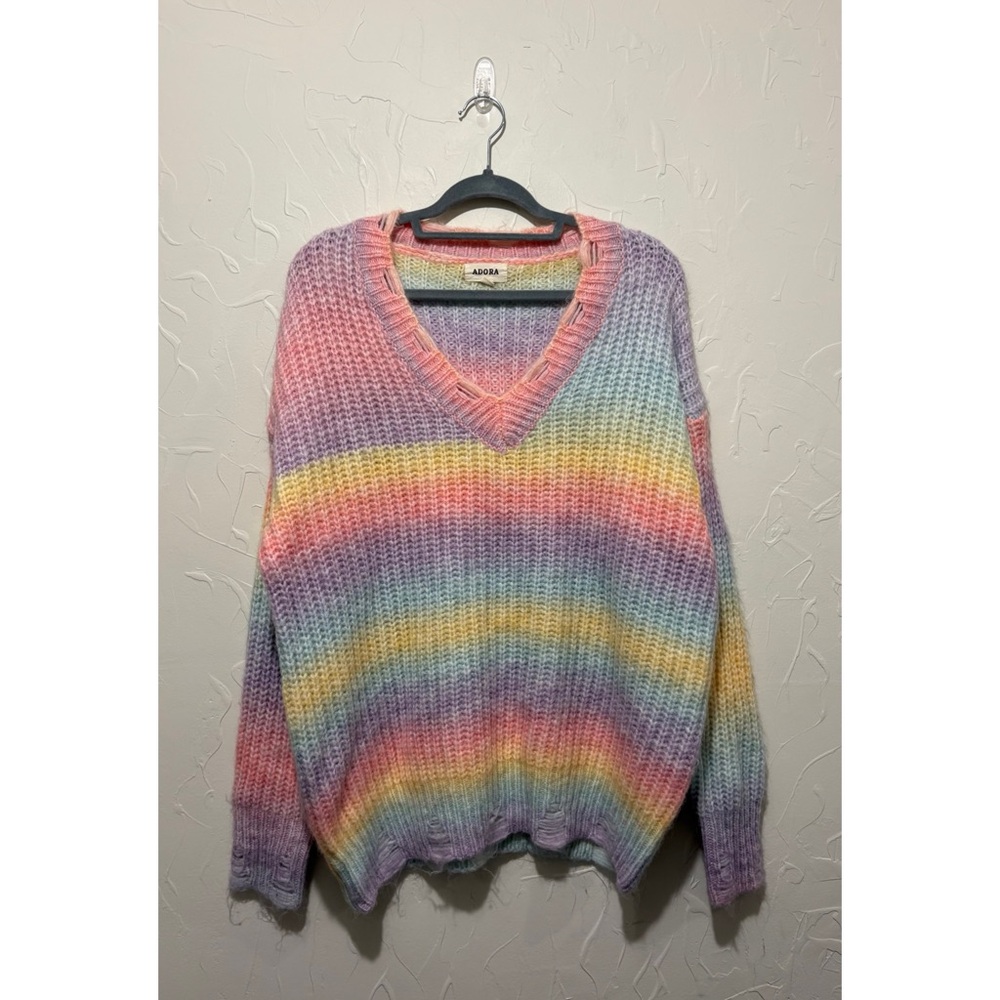 Adora pastel rainbow ombre wool blend knit sweater (medium)